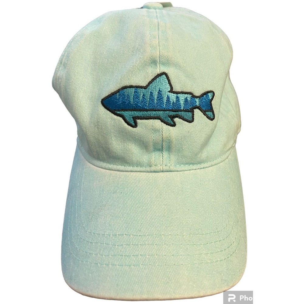 Falls Creek Aqua Adjustable Baseball Cap Hat Fish  NWT. REALLY CUTE CAP